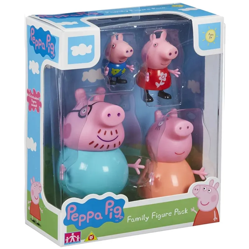 Pappe Pig e La Sua Famiglia Confezione 4 Personaggi In Plastica Multicolore Offerta