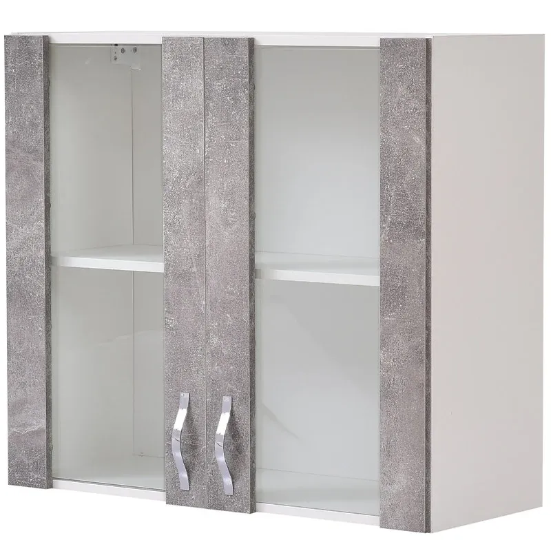 Prezzo Basso Pensile da Cucina Armadio Sospeso con Vetro da Parete Colore Grigio Cemento