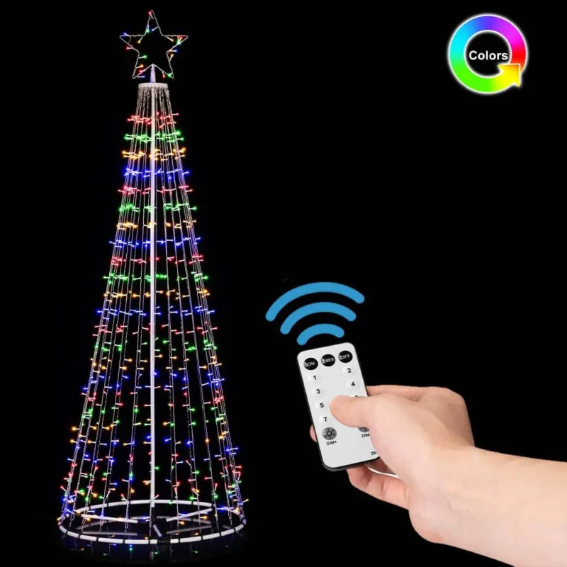 Albero Natale Luminoso 224 cm LED RGB Multicolor con Stella Decorazione Esterno Offerta Limitata