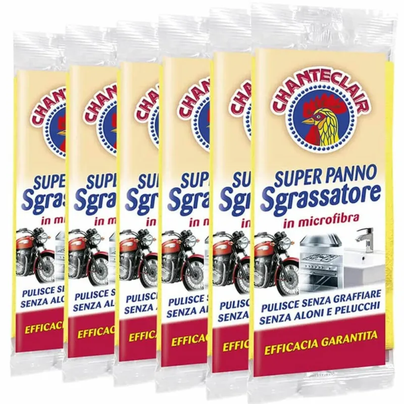 Nuova Collezione 6 x Chanteclair Super Panno Sgrassatore in Microfibra pulisce senza aloni Promo