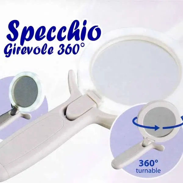 Specchio con 12 Led Ingranditore Make-Up 28x13x9,5 cm Rotazione 360° Bianco Scelto Dai Clienti