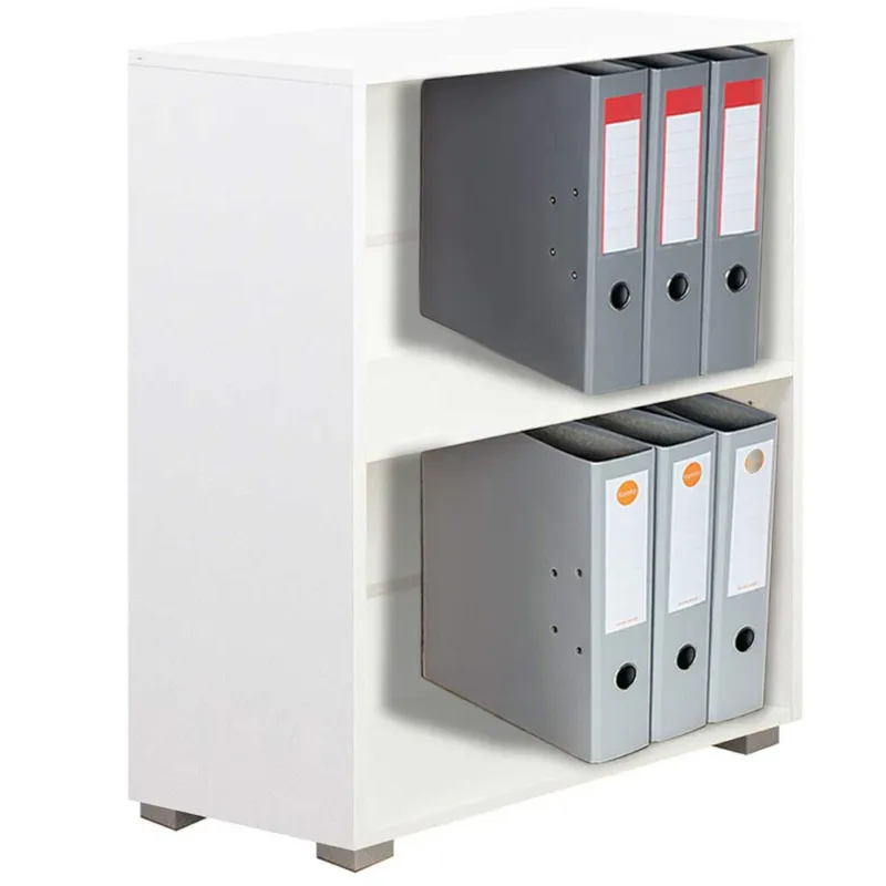 Mobile Mobiletto Libreria a Scaffali 2 Ripiani In Legno Bianco 77x60x31 cm Offerta