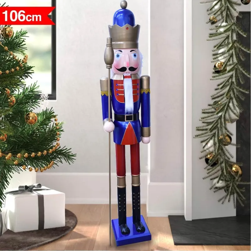 Soldato Schiaccianoci di Natale in Legno Altezza 106 cm Decorazioni Natalizie Occasione Imperdibile