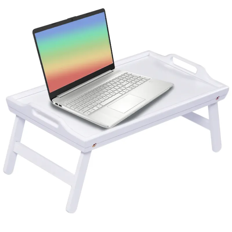 A Buon Prezzo Vassoio Da Letto In Bambu‘ Con Gambe Pieghevole Per Colazione Relax 50x30x21cm