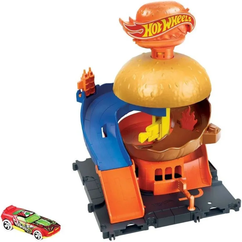 Spedizione Espresso Hot Wheels Burger Drive Centro Urbano Citta‘ con 1 Macchina Giocattolo Inclusa