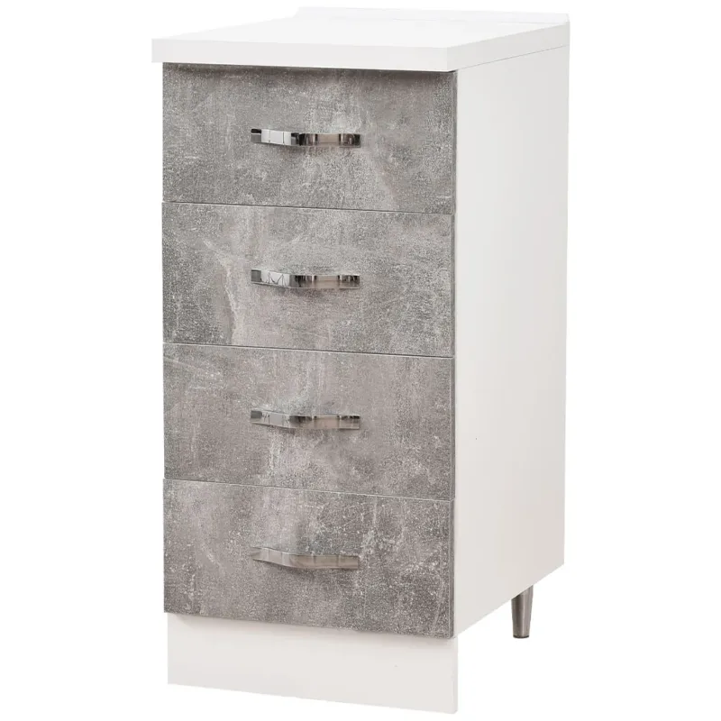Subito Disponibile Cassettiera per Cucina Mobile Mobiletto 4 Cassetti Legno Colore Grigio Cemento