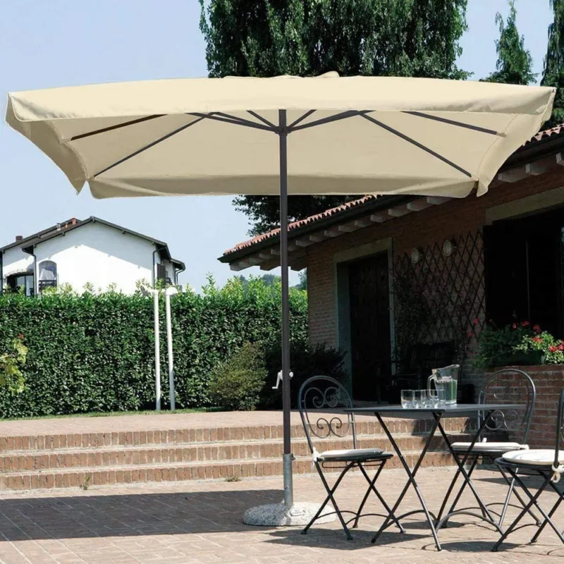 Ombrellone Giardino Palo Centrale 3x2 Beige Telo con pendente Chiusura Carrucola Promozione