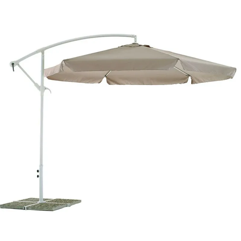 Ombrellone Giardino Decentrato 3x3 Tortora con pendente Palo Alluminio Gazebo Prezzo Ridotto
