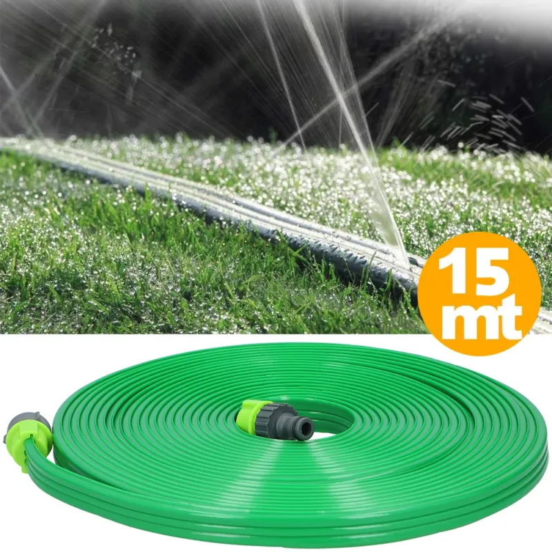 Ordina Subito Tubo Piatto Microforato 15 Mt Irrigazione Giardino Piante Esterno con Connettore