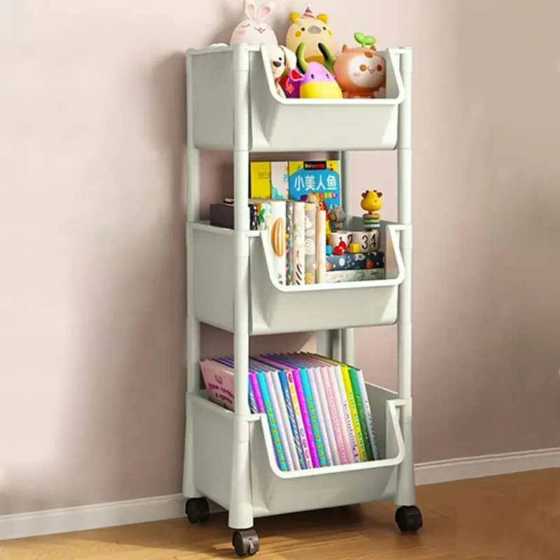 Occasione Carrello Multiuso Ruote Scaffale Portaoggetti Libreria Salvaspazio Grigio Chiaro