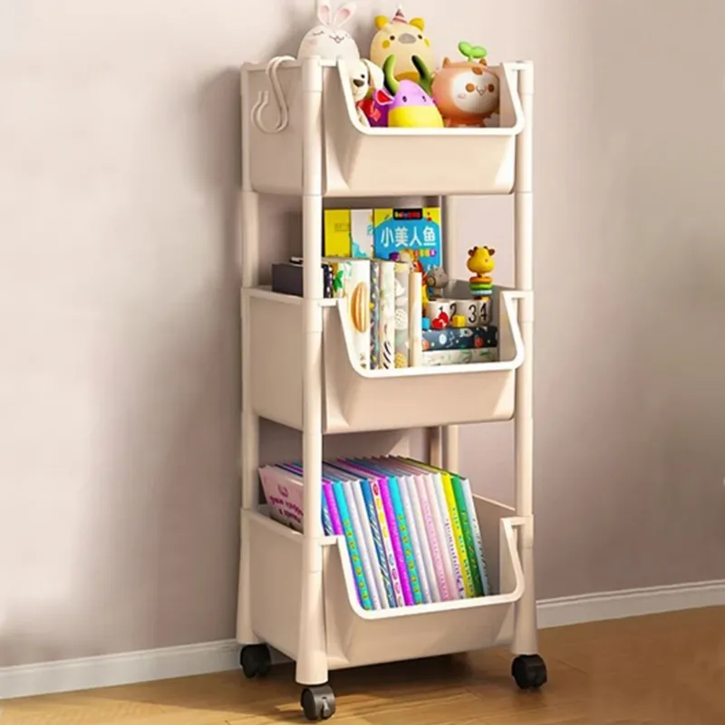 Prezzo Ridotto Carrello Multiuso con Ruote Scaffale Portaoggetti Libreria Salvaspazio Beige