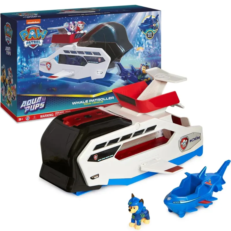 Solo Oggi Paw Patrol Aqua Pups Whale Patroller Team Veicolo con Chase Gioco Idea Regalo