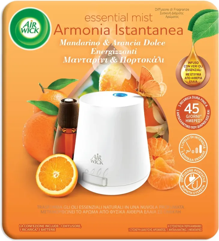 Airwick Armonia Istantanea 1 Diffusore di Oli Essenziali + 1 Ricarica Arancia Promozione Esclusiva