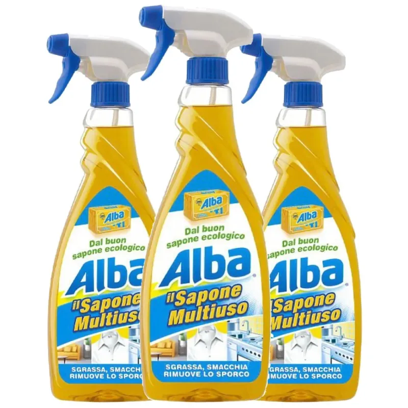 3 x 750 ml Alba Sgrassatore Sapone Multiuso Spray Ecologico Sciogligrasso Offerta Speciale