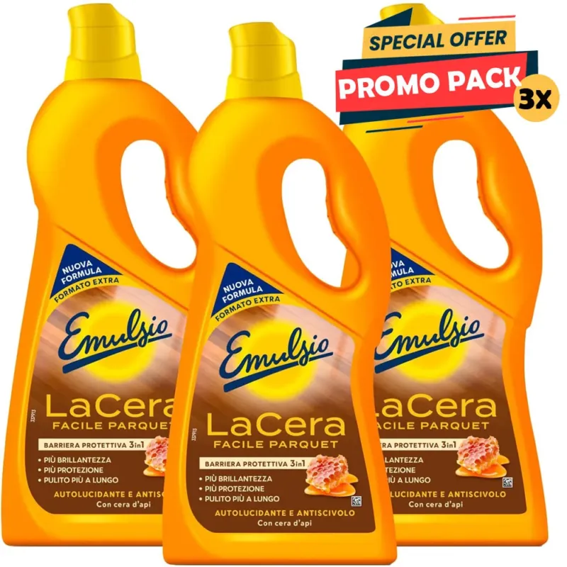 Saldi Emulsio La Cera Facile Autolucidante Pavimenti in Parquet e Legno 3 x 725 ml