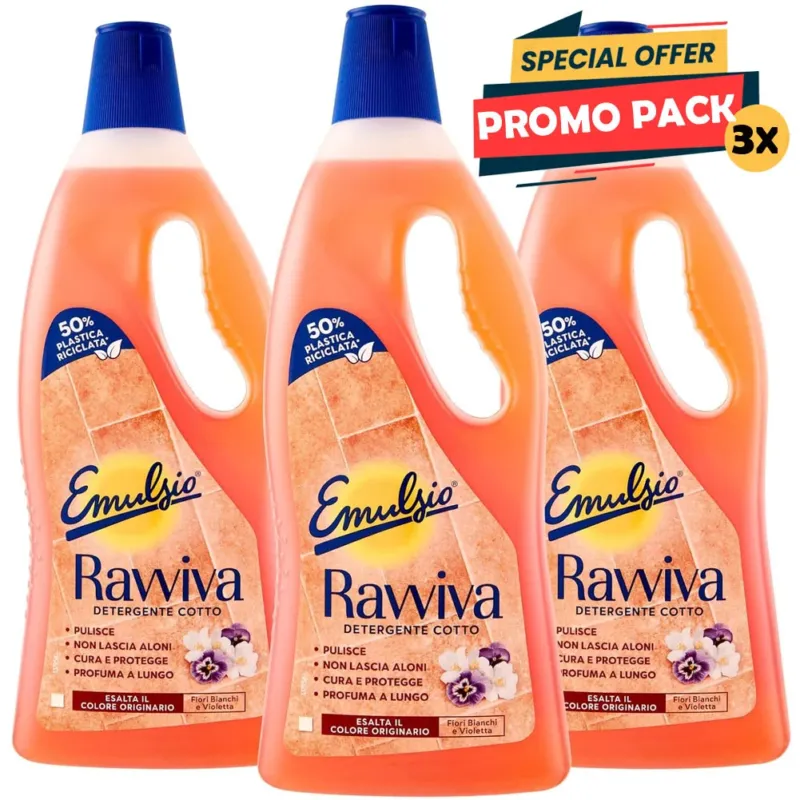 Non Perdere Emulsio Ravviva Cotto Detergente Pavimenti per Cotto Tradizionale 3 x 750 ml