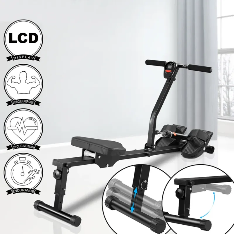 Vogatore Pieghevole per Casa con 12 Livelli Resistenza Display LCD Portata 120kg Di Tendenza