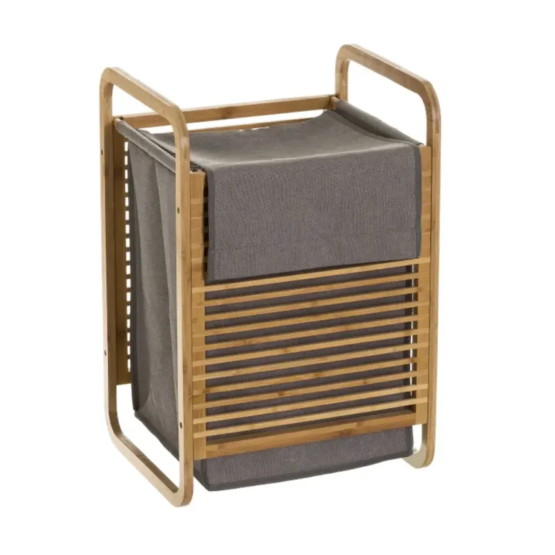 Acquista Ora Portabiancheria in Legno di Bambù e Tessuto Cesto Panni Sporchi 41x35x61H cm