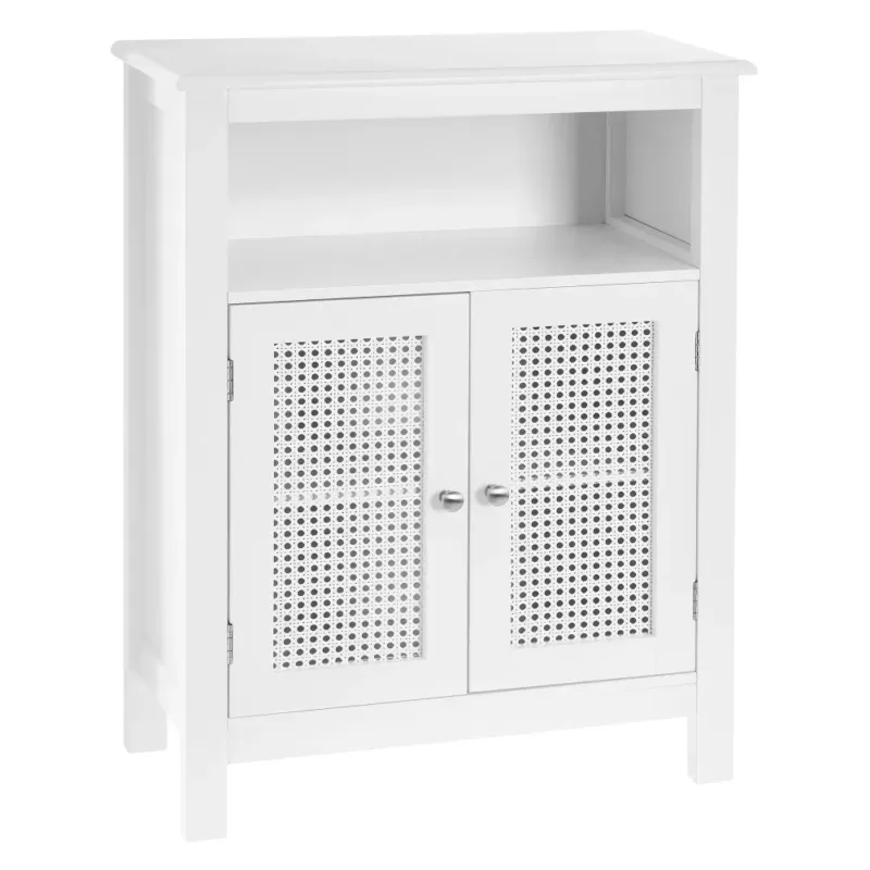 Mobile da Bagno a 2 Ante con Griglia Armadio in Legno Bianco 60x28x80H cm Occasione Imperdibile