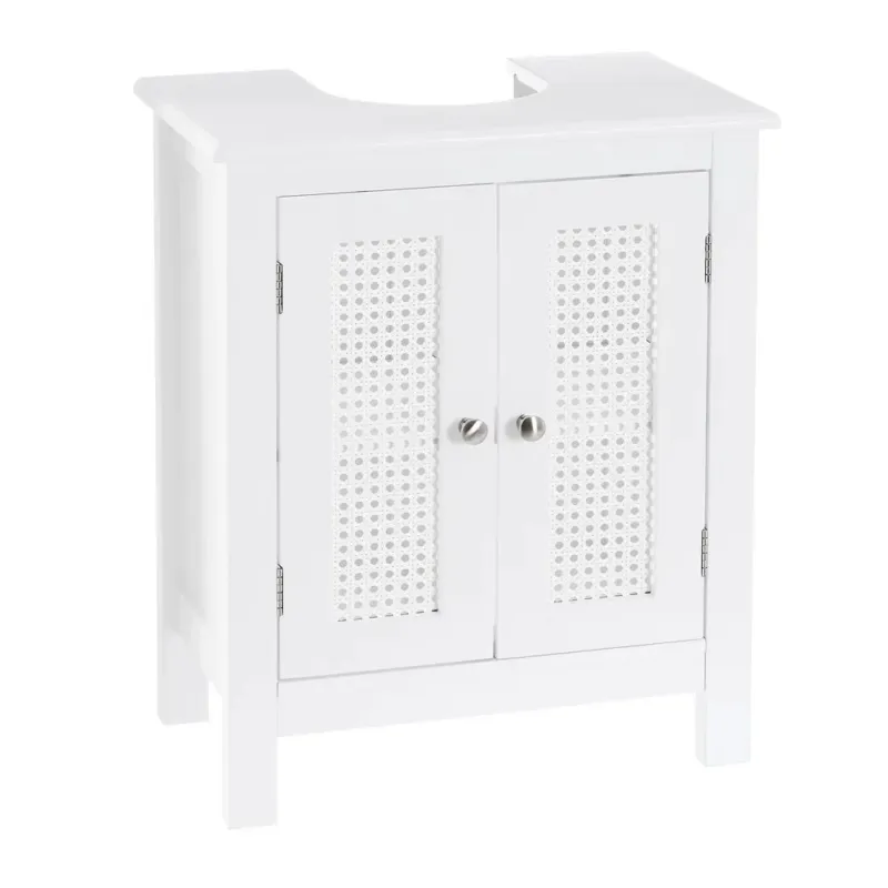 Scelto Dai Clienti Mobile Sottolavabo da Bagno Sottolavello in Legno Bianco con Mensola 48x30x60 cm