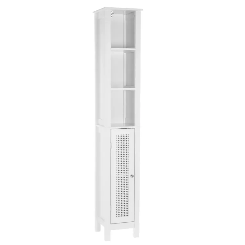 Saldi Colonna da Bagno con Mensole Armadio in Legno Colore Bianco 30x28x170H cm