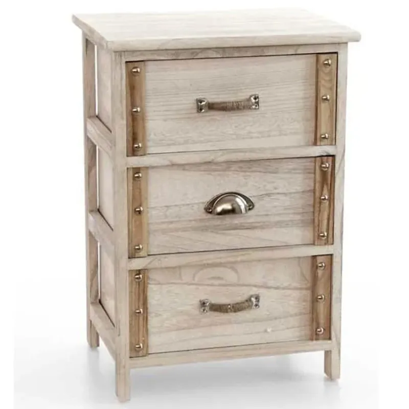 Prezzo Basso Mobile Comodino Cassettiera Mobiletto 3 Cassetti in Legno Design Bianco Anticato