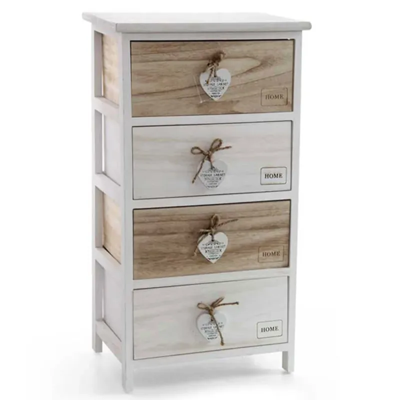 Cassettiera Mobiletto Salvaspazio 4 Cassetti Larghi Decoro Retro Design Cuori Sconto