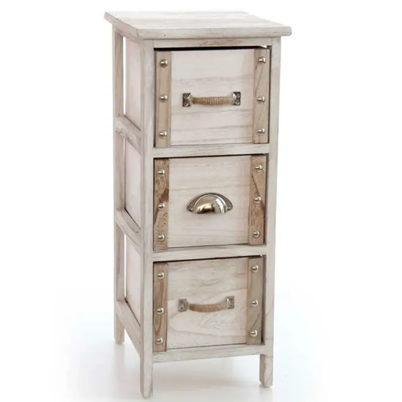 Vendita Finale Cassettiera Mobile Mobiletto Salvaspazio 3 Cassetti Legno Slim Retro Design