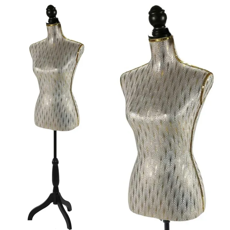 Prezzo Basso Manichino Busto Sartoriale Tailleur Donna Beige Sartoria in Legno Nero 42x170cm