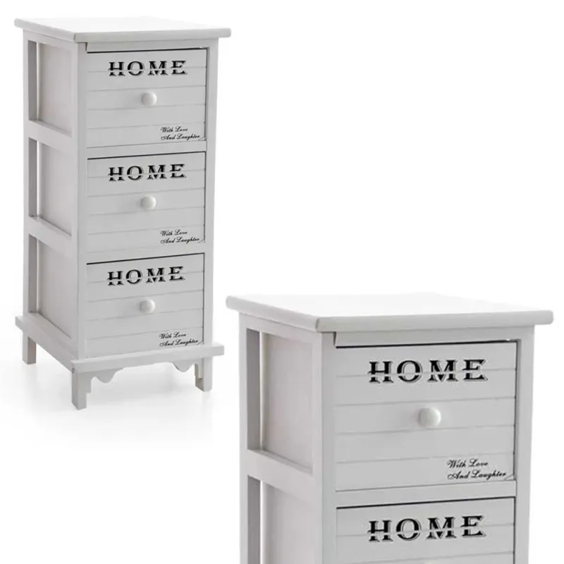 Ultime Pezzi Cassettiera Mobile Mobiletto Salvaspazio 3 Cassetti Bianco Stile Retro Design