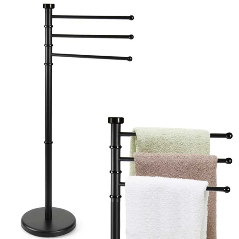 Sconto Piantana Portasciugamani Milano da bagno 3 Bracci in Metallo Nero 22x31x85 cm