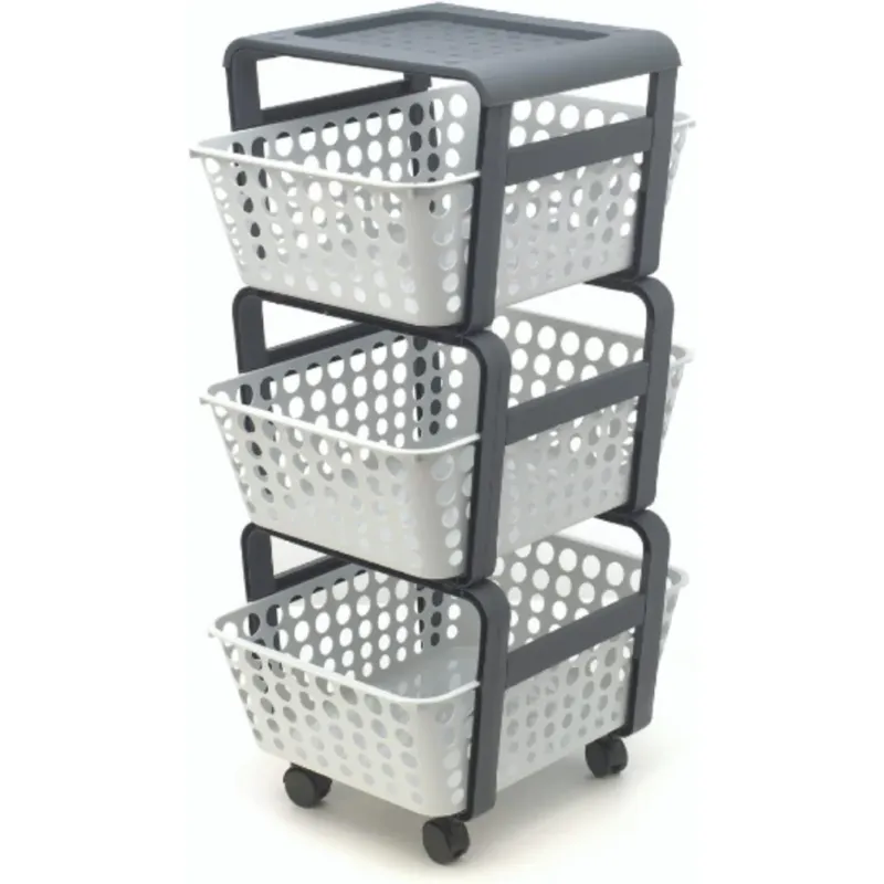 Carrello Portaoggetti Multiuso Ghiaccio 4 Ruote 3 Cassetti Estraibili 41.5x29x75cm Promo Stagionale