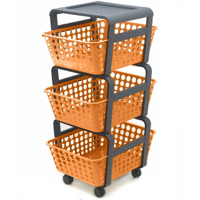 Carrello Portaoggetti Multiuso Mandarino con 3 Cassetti Estraibili 41.5x29x75cm Prezzo Ridotto