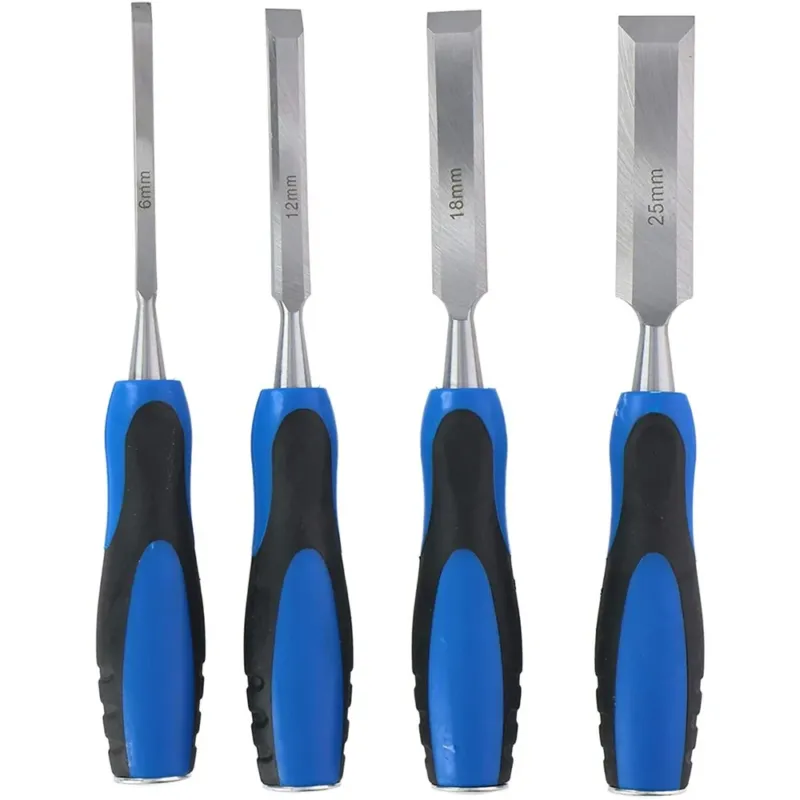 Set 4 Scalpelli per Intaglio Legno Misure 6-12-18-25mm in Acciaio Falegname Promo Stagionale