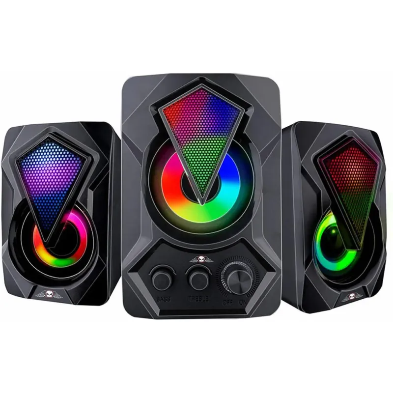 Kit Subwoofer Casse Speaker Gaming Aux USB Bluetooth Altoparlanti con Luci RGB Popolare