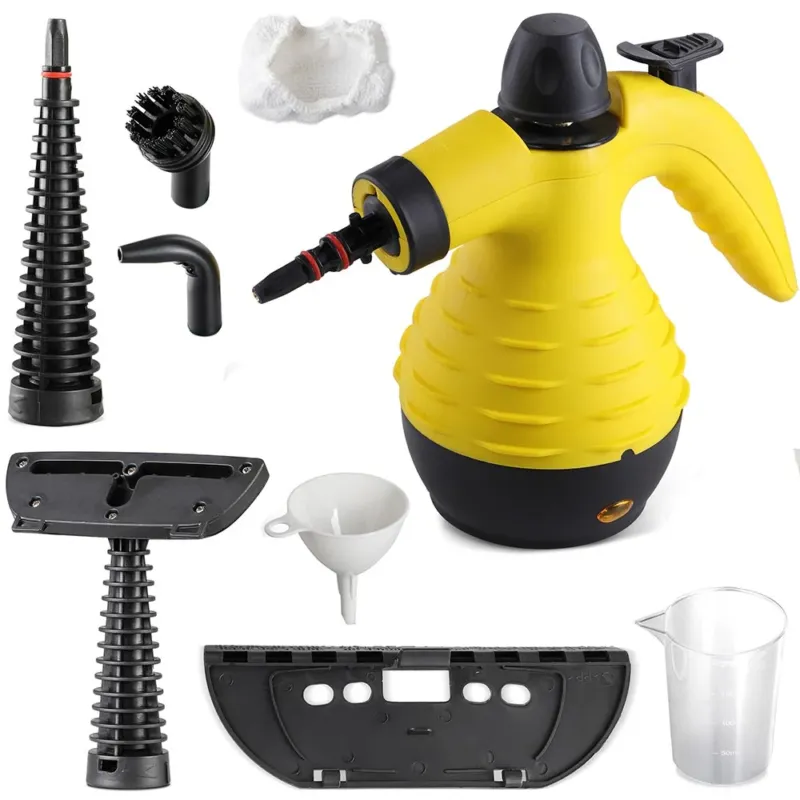 Ultimissimo Modello Pulitore a Vapore Portatile 1050W 300ml 3 bar con Accessori Pulizia Giallo
