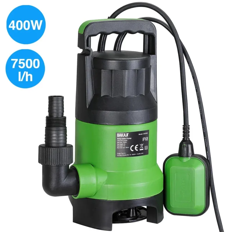 Pompa Immersione Elettropompa Sommersa Acque Scure Sporche e Chiare 400W 7000L/h Non Perdere