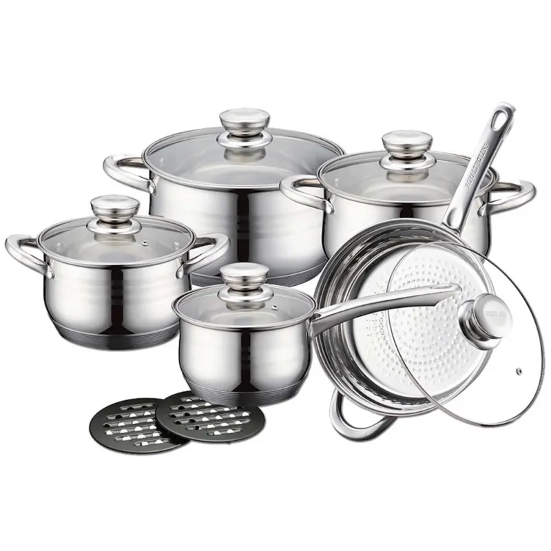 Vendita Finale Batteria Pentole e Padelle 12 Pz Acciaio Antiaderente Induzione Royalty RL-1232