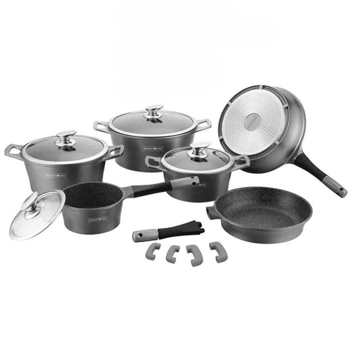 Batteria Pentole e Padelle 14 Pz Antiaderente In Pietra Lavica Silver RL-ES1014M Offerta Del Giorno