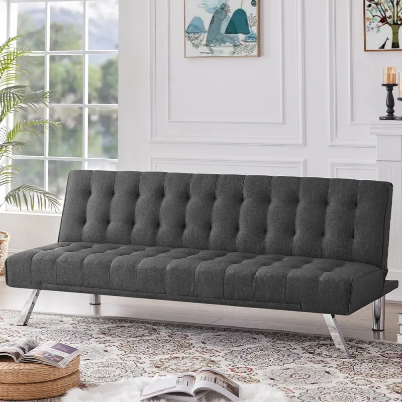 Promo Stagionale Divano Letto Clik Clak 3 Posti Tessuto Schienale Reclinabile Convertibile Grigio