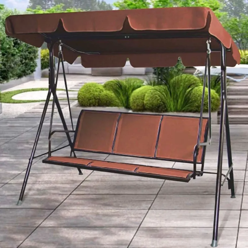 Dondolo da Giardino 3 Posti con Tetto Parasole Schienale traspirante Coffe Sconto