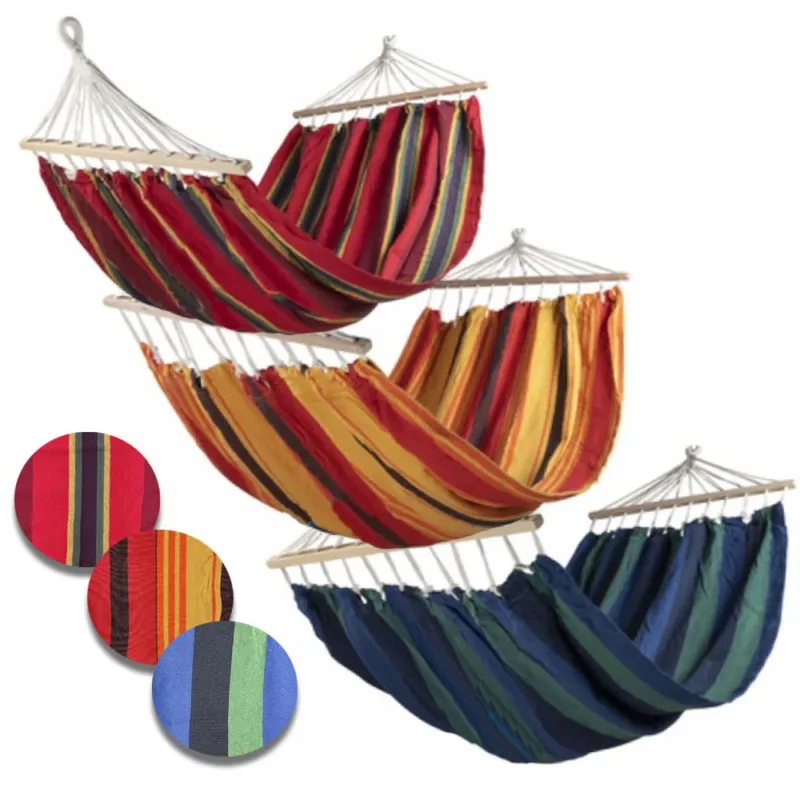 Amaca da Giardino Singola XL in Legno Cotone Relax Campeggio 200x120cm 3 Colori Spedito Oggi