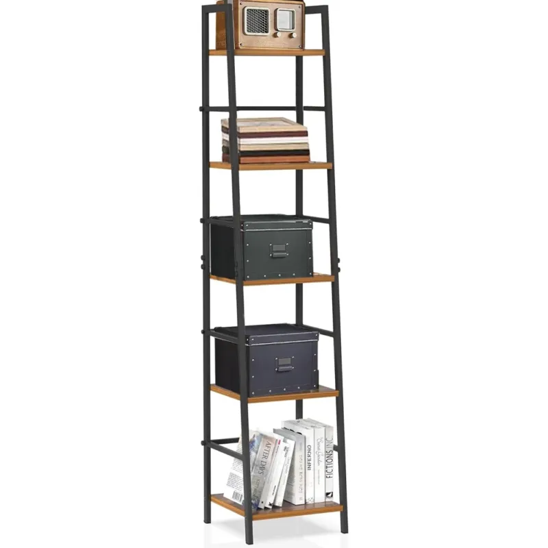 Esclusivo Scaffale 5 Livelli Industrial Libreria Unità di Mensole Multiuso 34x34x163 cm