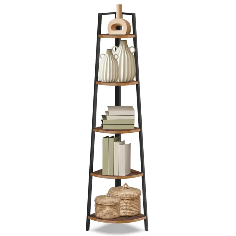 Scaffale Angolare 5 Livelli Industrial Libreria Unità Mensole da Terra Multiuso Spedito Oggi