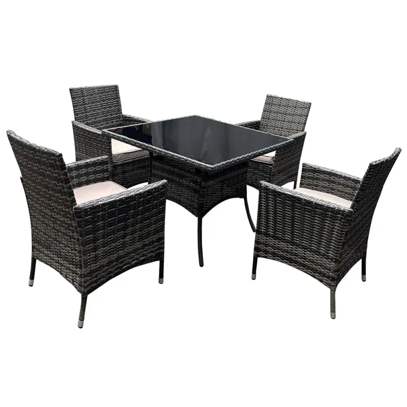 Di Tendenza Salotto da Giardino Set 5 Pezzi in Polyrattan Esterno Grigio Scuro Cuscini Beige