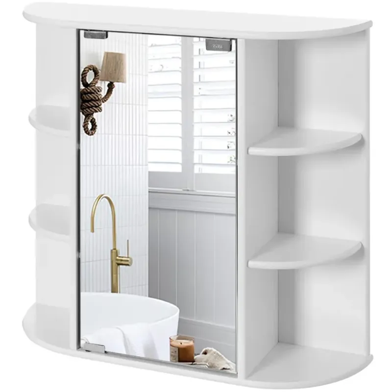Armadietto Pensile da Bagno Sospeso Bianco con Anta a Specchio Mobile da Parete Nuova Collezione