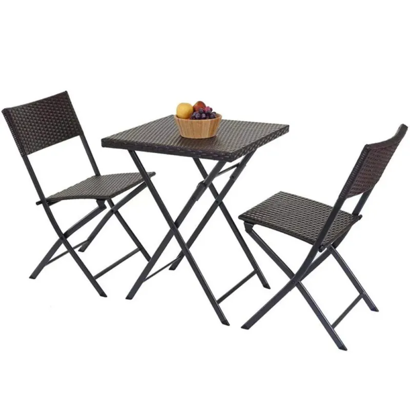 Sconto Set Tavolo + 2 Sedie Pieghevole Arredo Esterno Giardino in Polyrattan Antracite