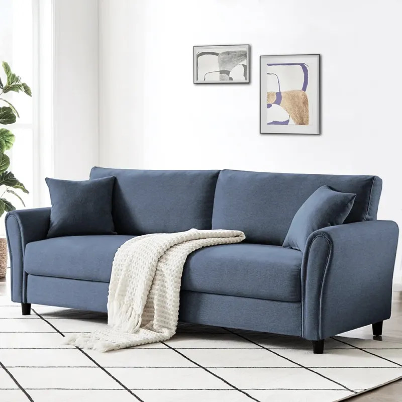 Non Perdere Divano 3 Posti con Rivestimento in Tessuto Blu Premium Sofa Relax 212x75x87 cm