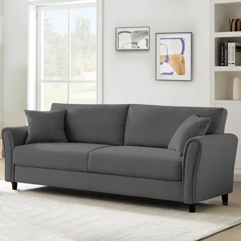 Divano 3 Posti con Rivestimento in Tessuto Grigio Scuro Premium Sofa 212x75x87cm Subito Disponibile