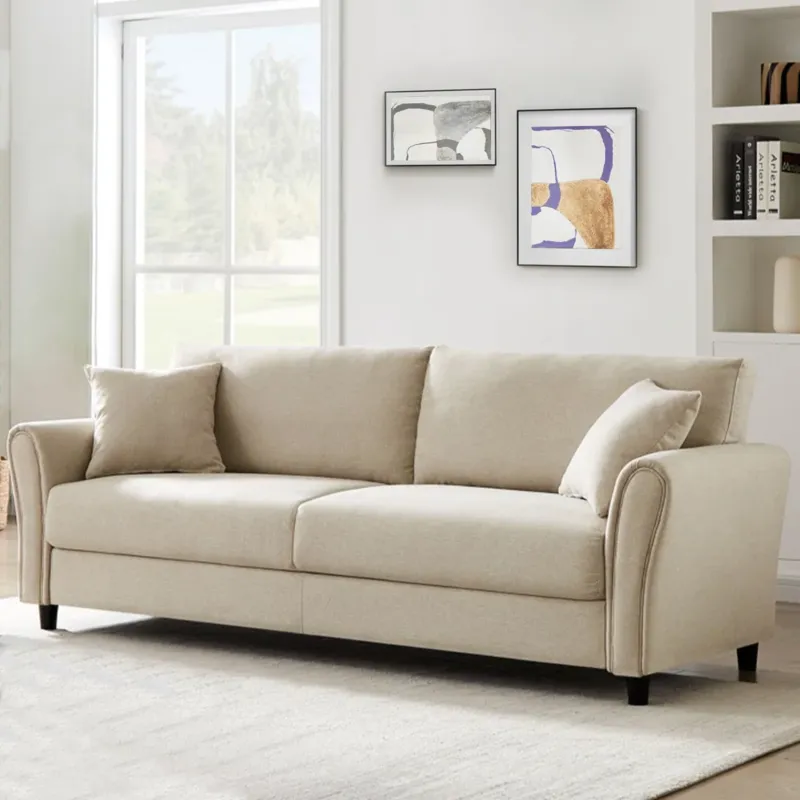 Offerta Limitata Divano 3 Posti con Rivestimento in Tessuto Beige Premium Sofa Relax 212x75x87 cm